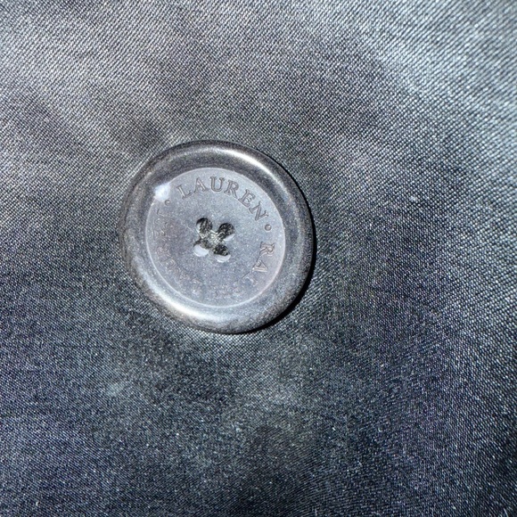 Lauren Ralph Lauren Black Satin Trench Coat L Minimalist Chic Parisian Classic - Picture 4 of 9